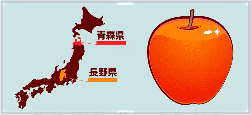 りんごの生産地である青森県と長野県