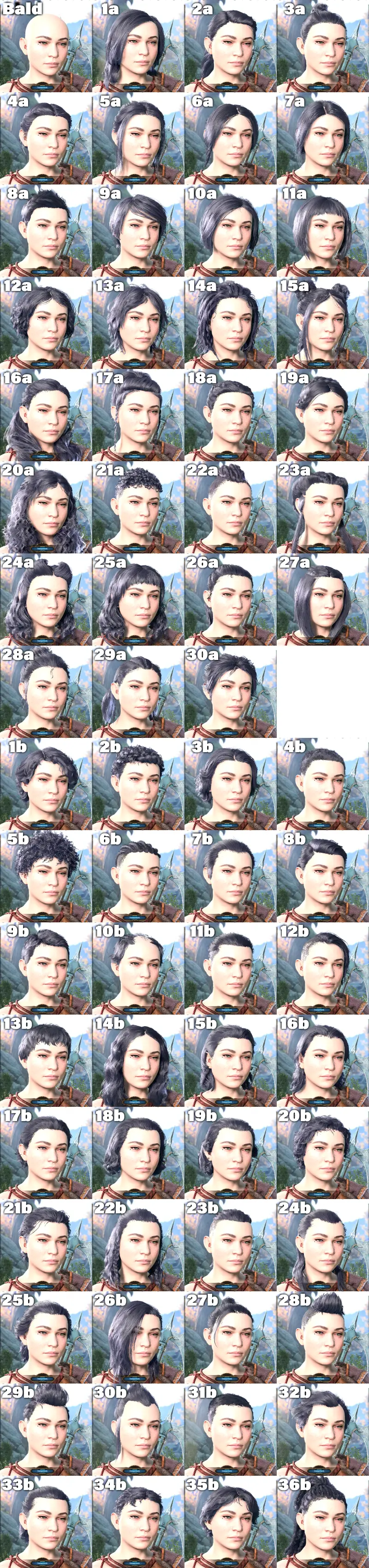 バルダーズゲート3の髪型 ドワーフ女性 67種類の一覧画像