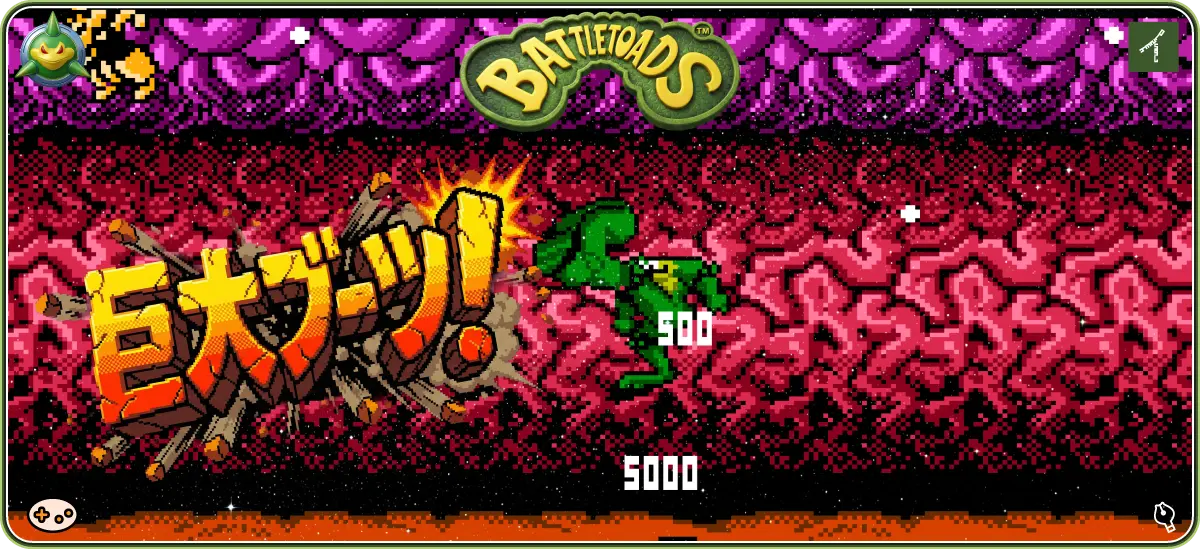 バトルトード ステージ1「ラグナロクの渓谷」巨大ブーツのゲーム画面