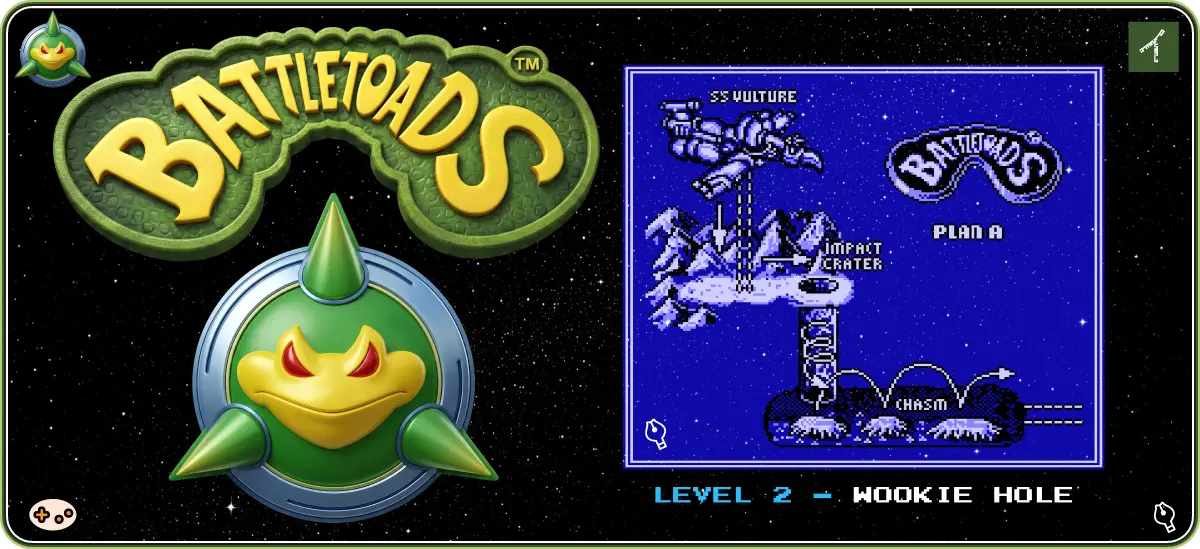 バトルトード ステージ2「ウッキーホール」ゲーム画面