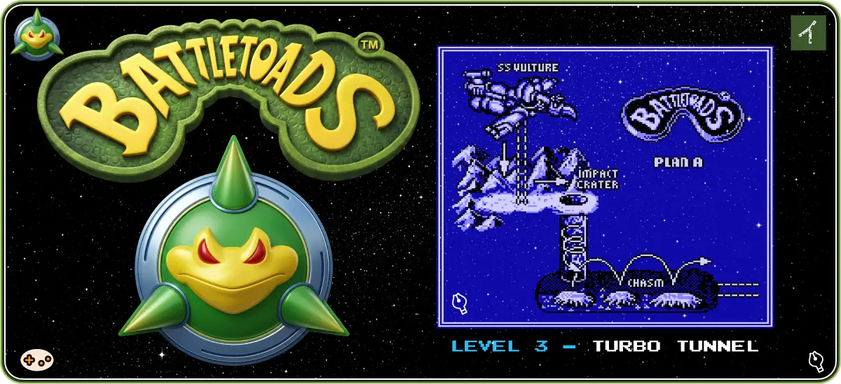 バトルトード ステージ3「ターボトンネル」ゲーム画面