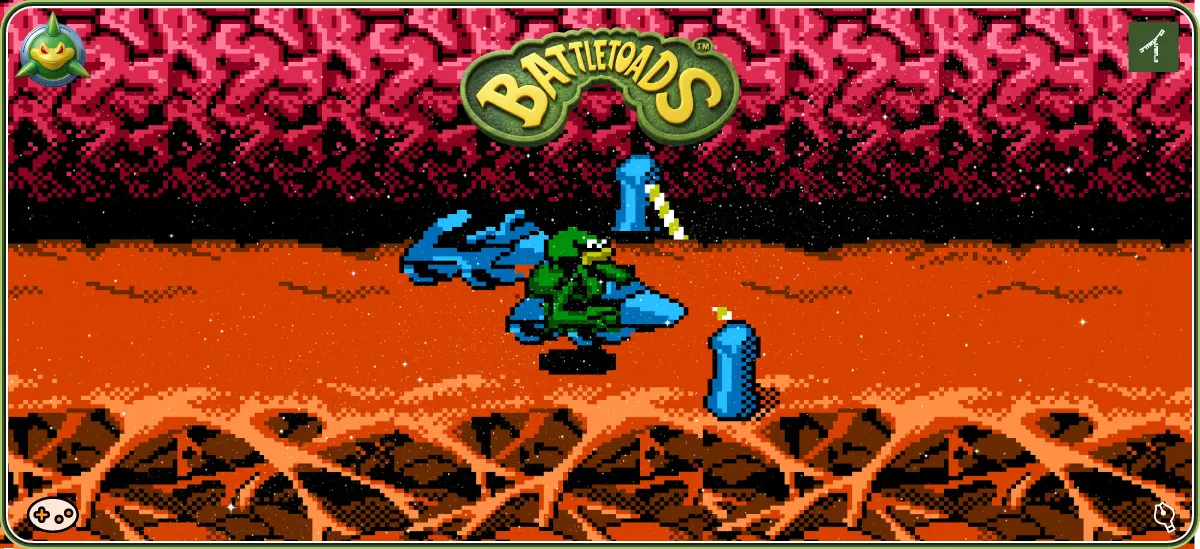 バトルトード ステージ3「ターボトンネル」ゲーム画面