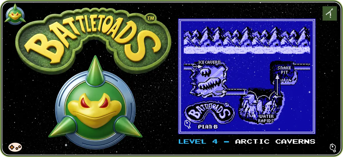 バトルトード ステージ4「極寒の洞窟」ゲーム画面