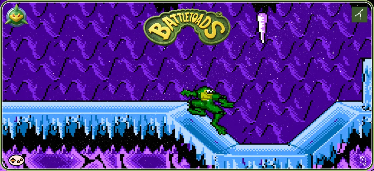 バトルトード ステージ4「極寒の洞窟」ゲーム画面