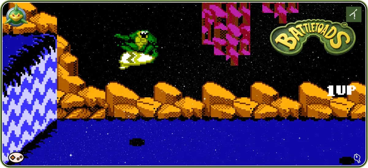 バトルトード ステージ5「サーフシティ」ゲーム画面