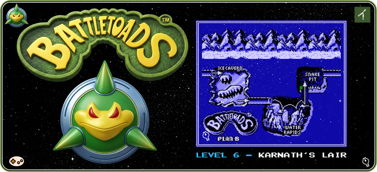 バトルトード ステージ6「カーナスの巣」ゲーム画面