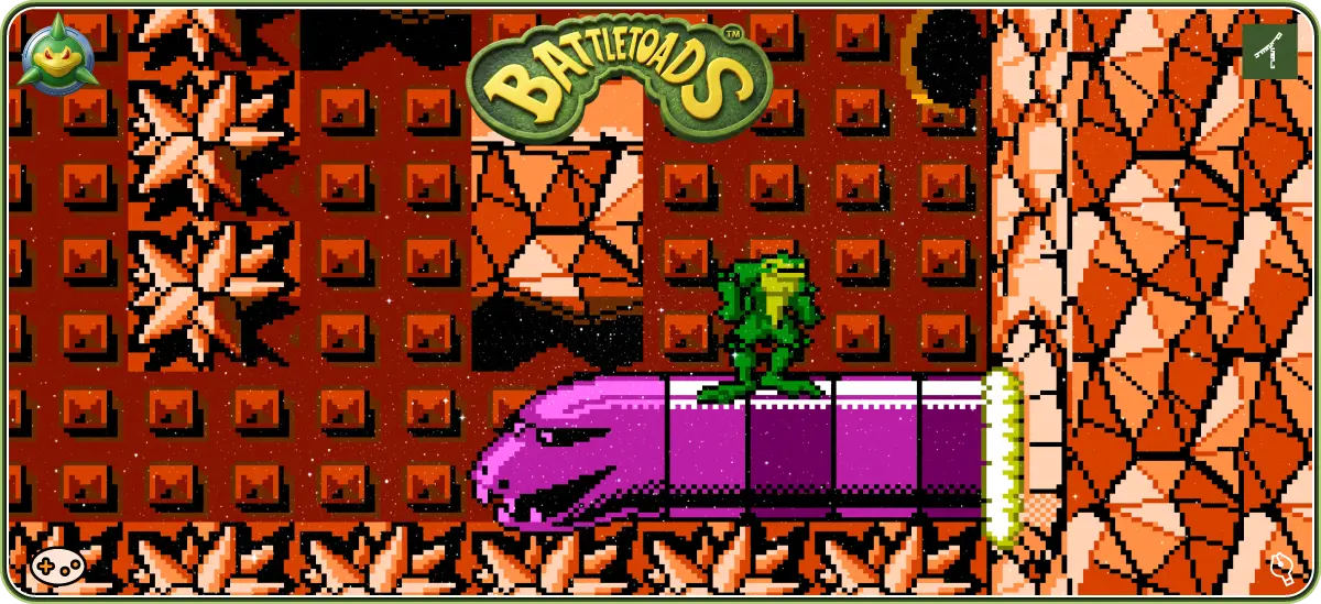 バトルトード ステージ6「カーナスの巣」独特な構成を持つステージのゲーム画面