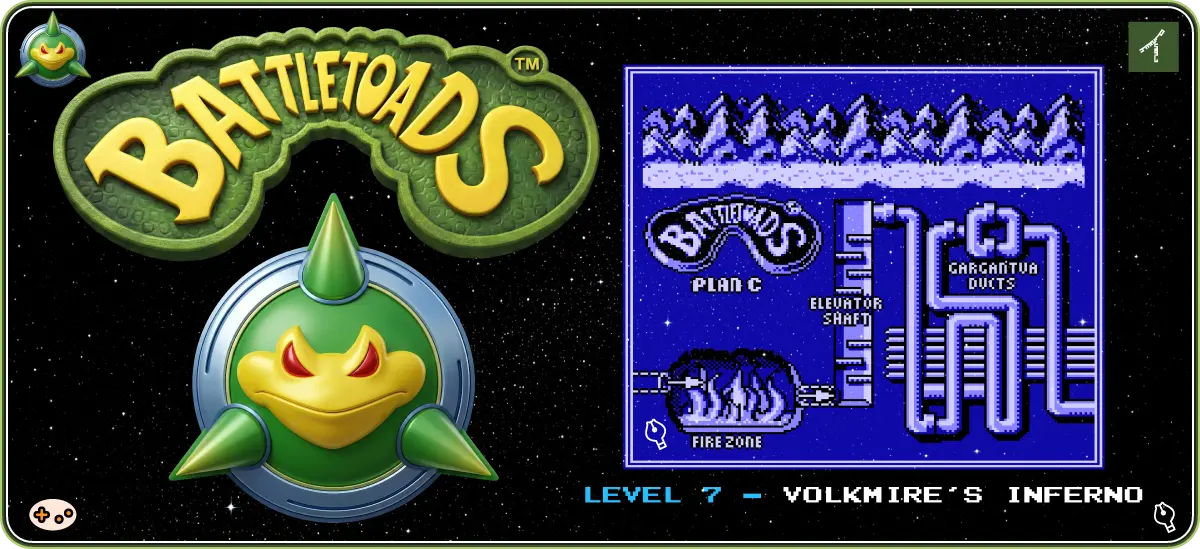 バトルトード ステージ7「火災旋風」ゲーム画面