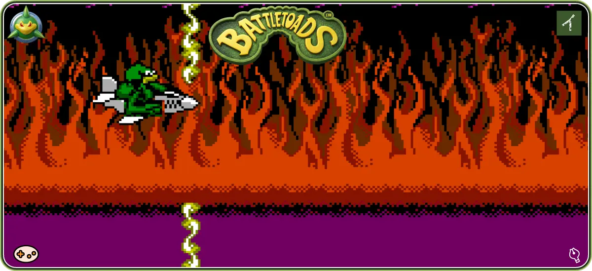 バトルトード ステージ7「火災旋風」トードプレーンに乗るゲーム画面