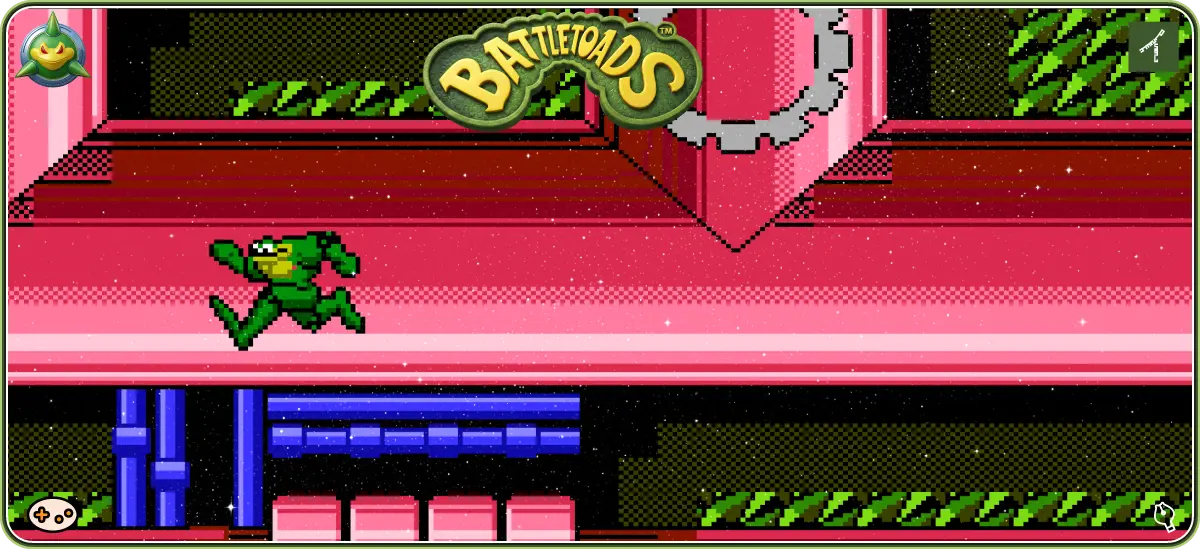 バトルトード ステージ9「テラ・チューブ」ゲーム画面