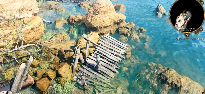 バルダーズゲート3のプレイヤーが海の岩場を歩いているスクリーンショット