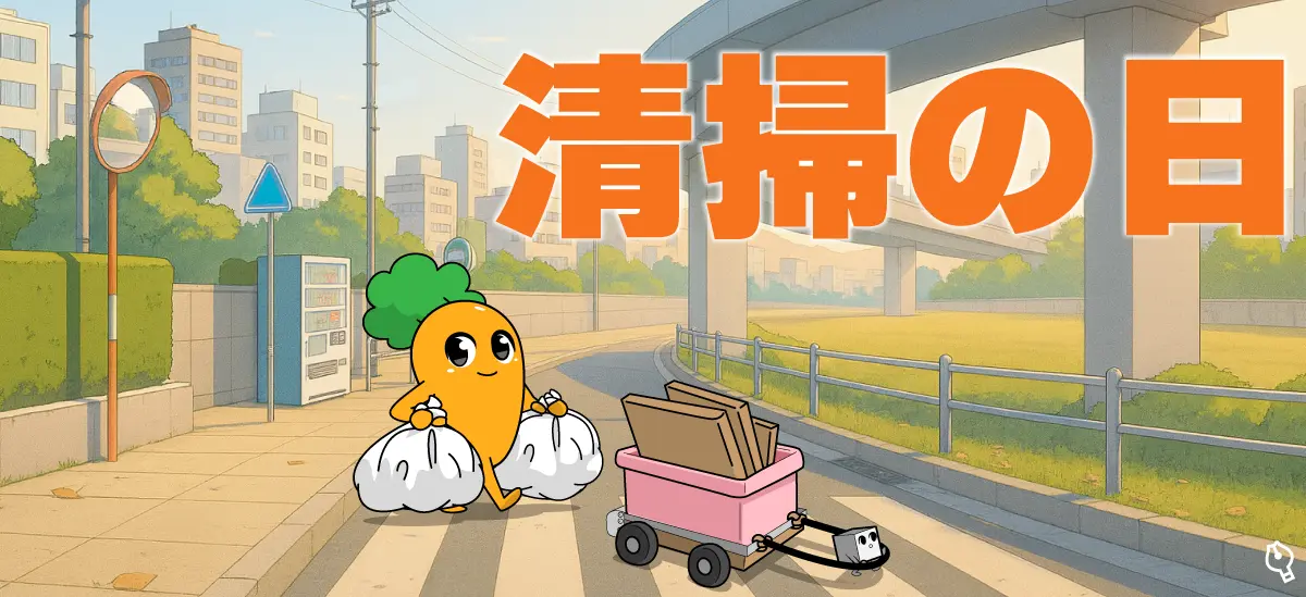 にんじんちゃんとナタデココが清掃している画像