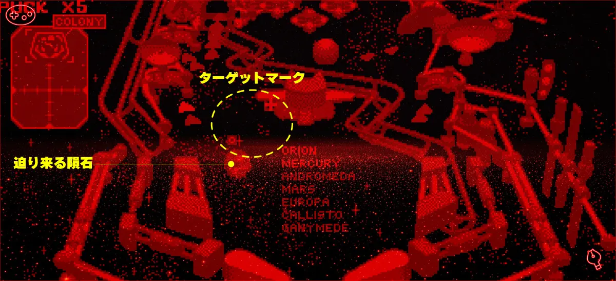 隕石迎撃ミッションの画面