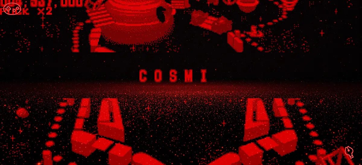 「COSMIC」の6文字を集める画面