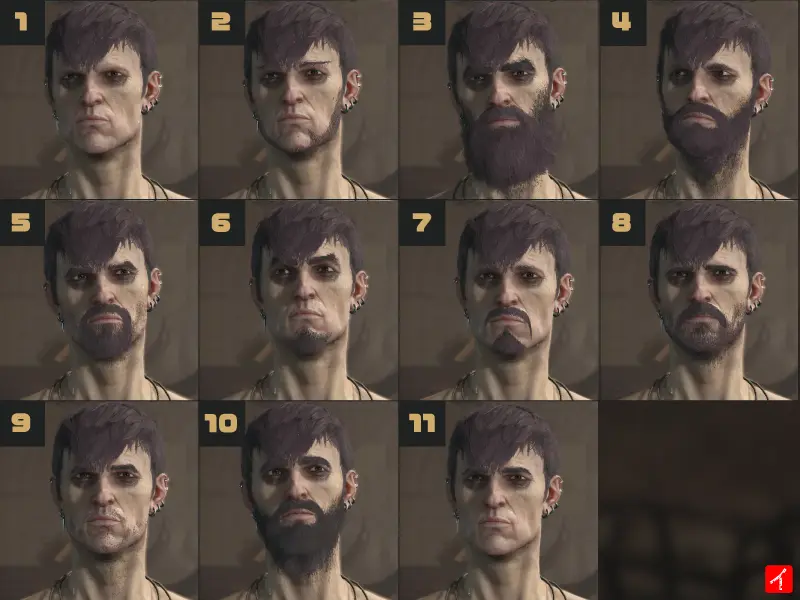 DIABLO4 ネクロマンサー男性的体格の眉11種類一覧