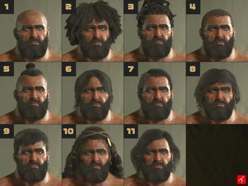 DIABLO4 ドルイド男性的体格の髪型11種類一覧