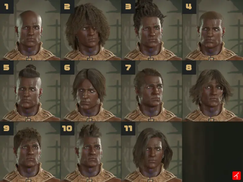 DIABLO4 ローグ男性的体格の髪型11種類一覧