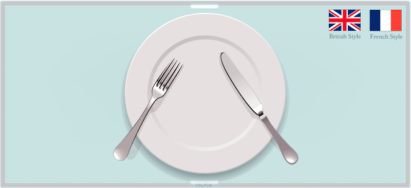 ナイフとフォーク 食事中のサイン イギリス・フランス式