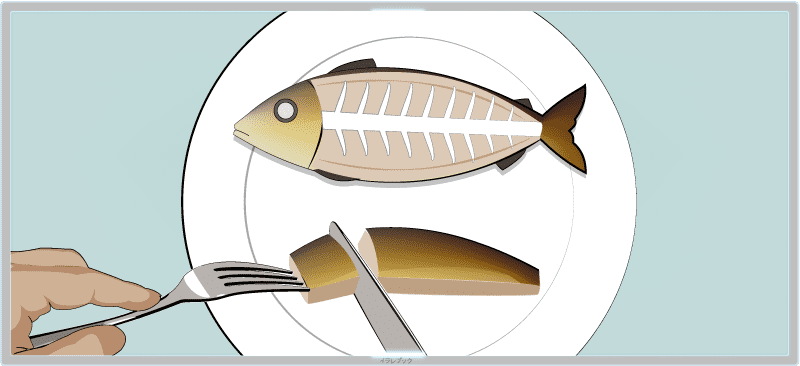魚は左側から切り分けながら食べる