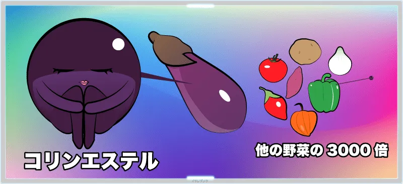 ナスのコリンエステルの量は他の野菜の3000倍