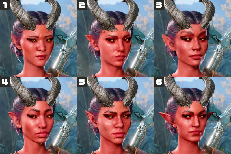 ティーフリングの女性の顔の全パターン画像