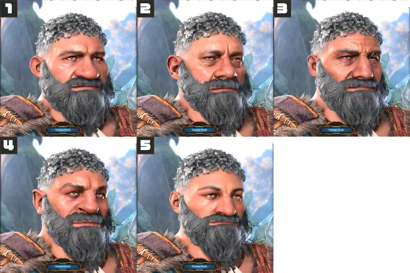 ドワーフの男性の顔の全パターン画像