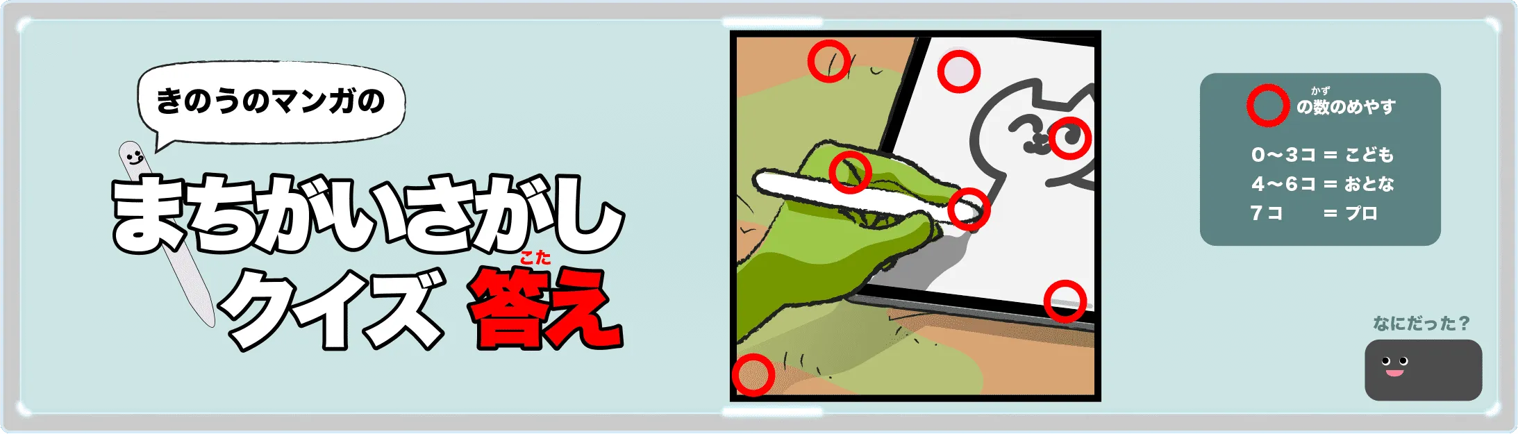 きのうのマンガの間違い探しクイズの答え