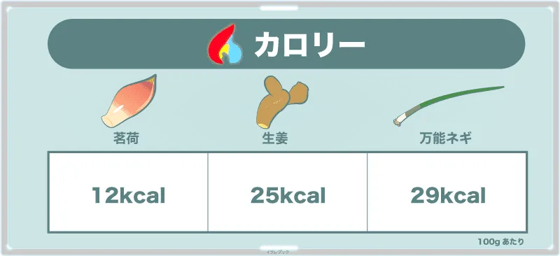 茗荷、生姜、万能ネギのカロリー一覧