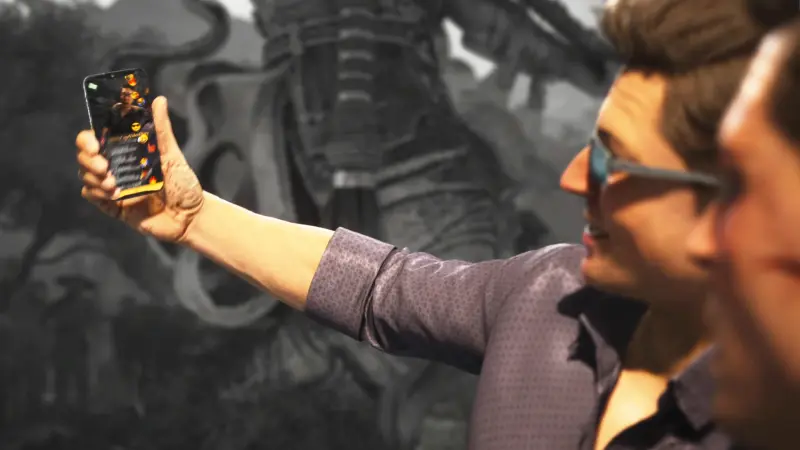 ジョニー・ケイジのフェイタリティ技は赤と青のドラゴンを両腕から出す