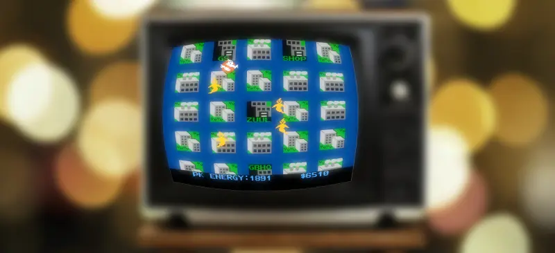 テレビに映るゴーストバスターズのレース画面