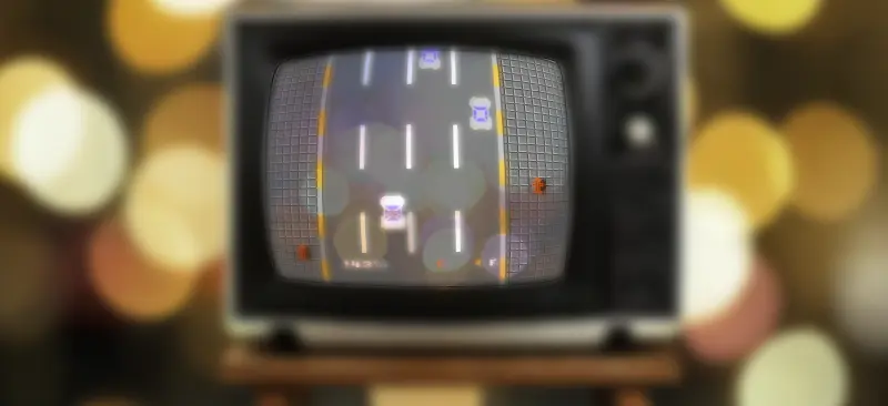 テレビに映るゴーストバスターズのレース画面