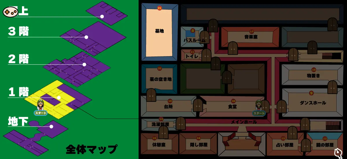 ルイージマンション 全体マップ エリア2ボス攻略