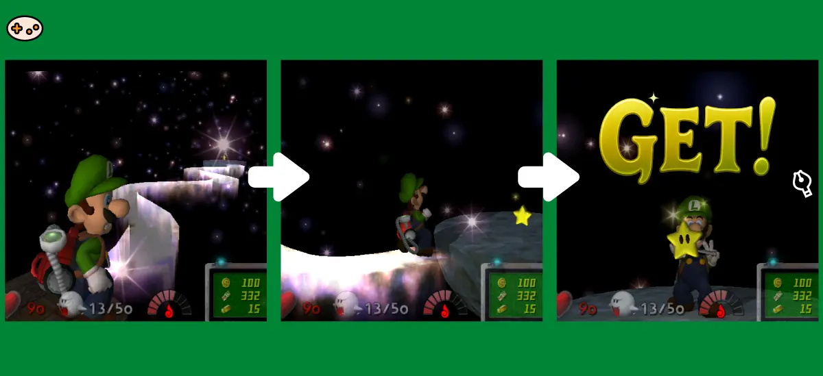 ルイージマンション エリア3 マリオのスター入手スクリーンショット