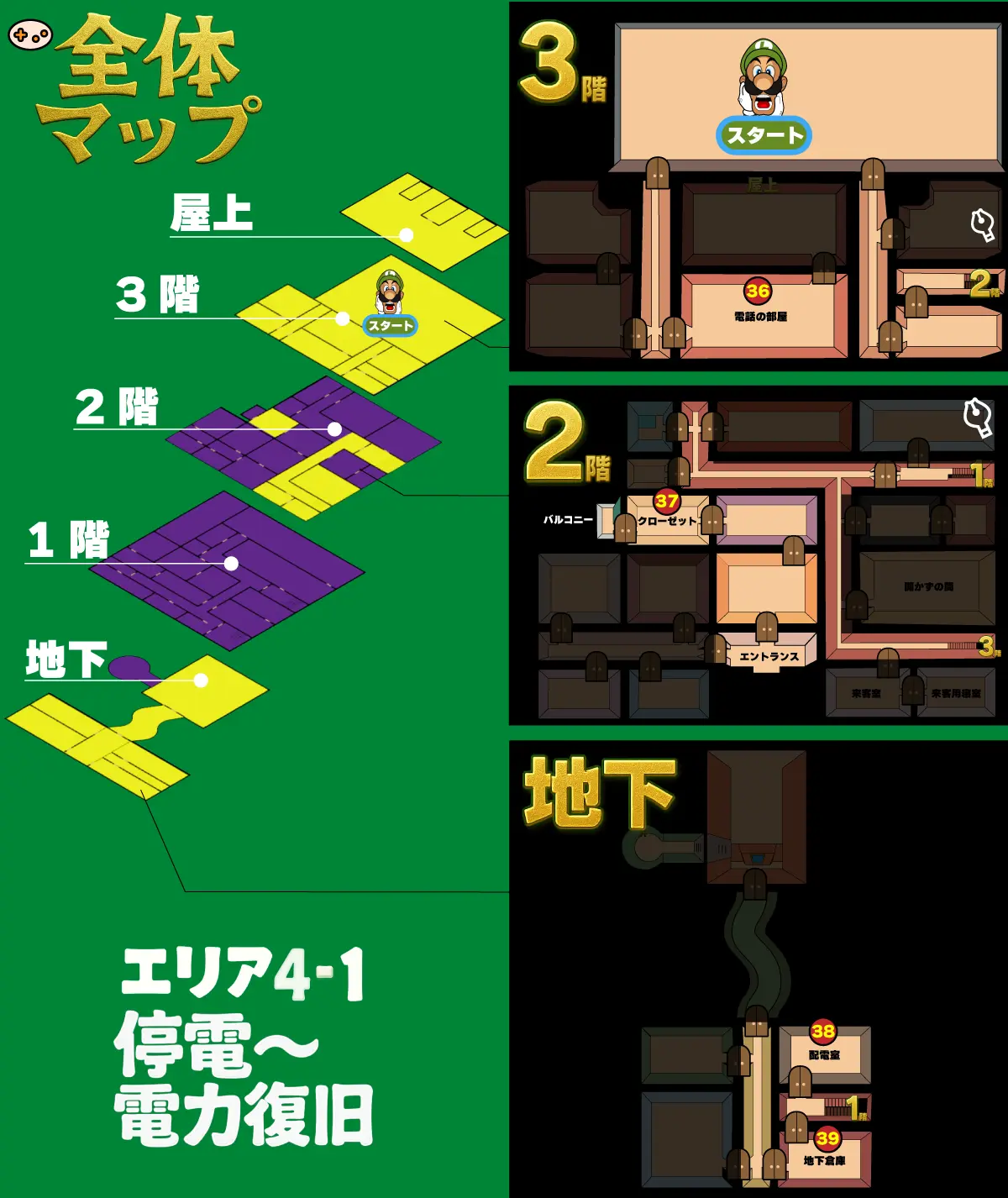 ルイージマンション エリア4-1マップ