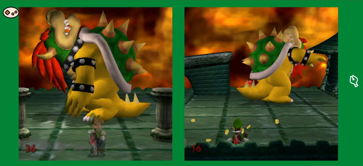 ルイージマンション クッパの頭が後ろ向きスクリーンショット