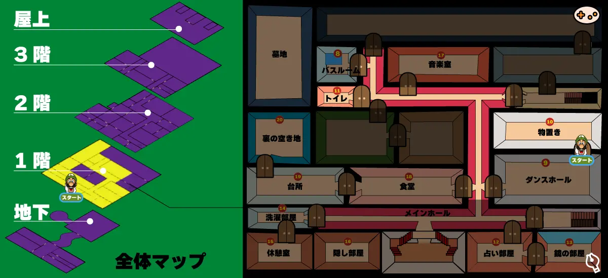 ルイージマンション 全体マップ エリア2物置き〜テレサ捕獲攻略 への道