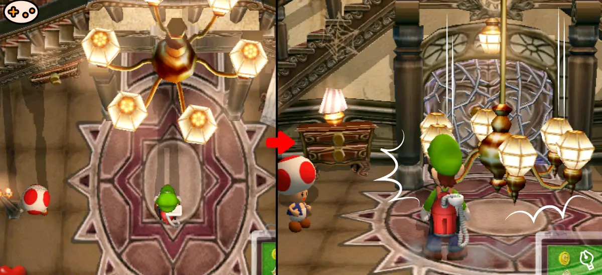 シャンデリアの罠ゲームスクリーンショットでの解説