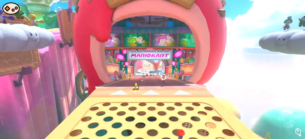 マリオカートワールドのサバイバルレース「アイスラリー」。氷や都市など多彩なステージが含まれるコースイメージ