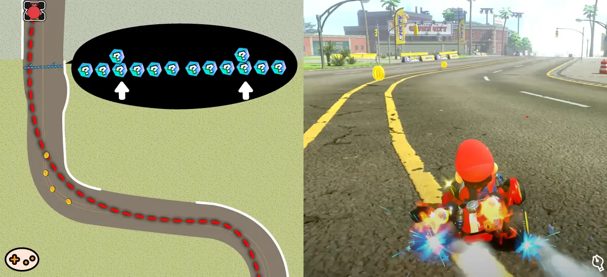 マリオブラザーズサーキットからトロフィーシティまでのチェックポイント6