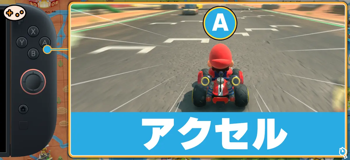 マリオカートワールド Aボタン アクセル操作とゲーム画面