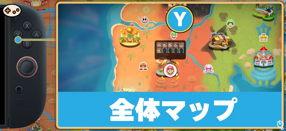 マリオカートワールド Yボタン 全体マップ表示とゲーム画面
