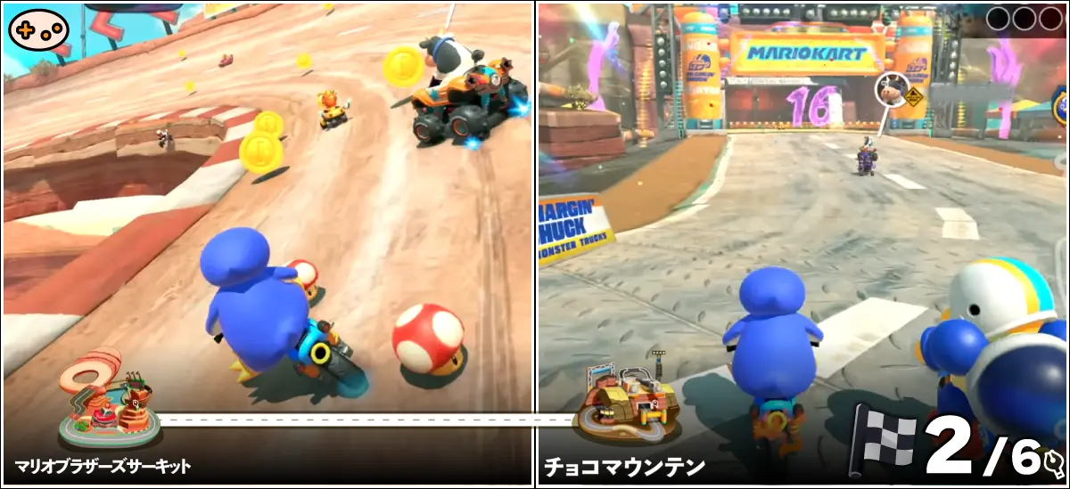 マリオブラザーズサーキットのゲーム画面