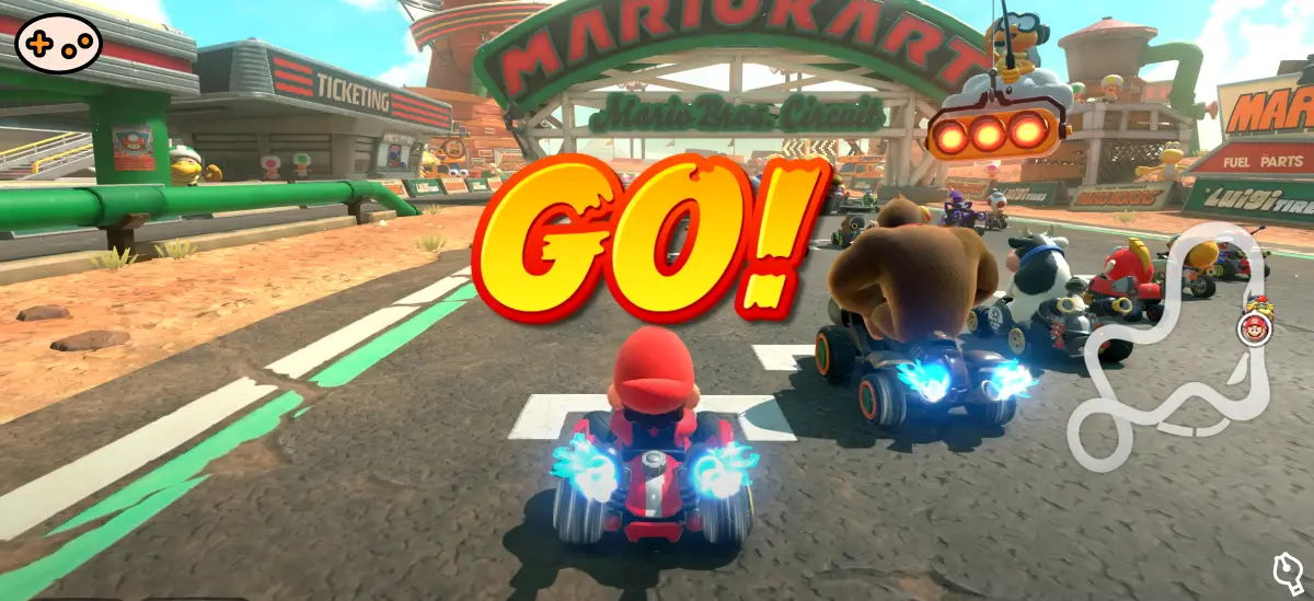 ロケットスタートを成功させるマリオ