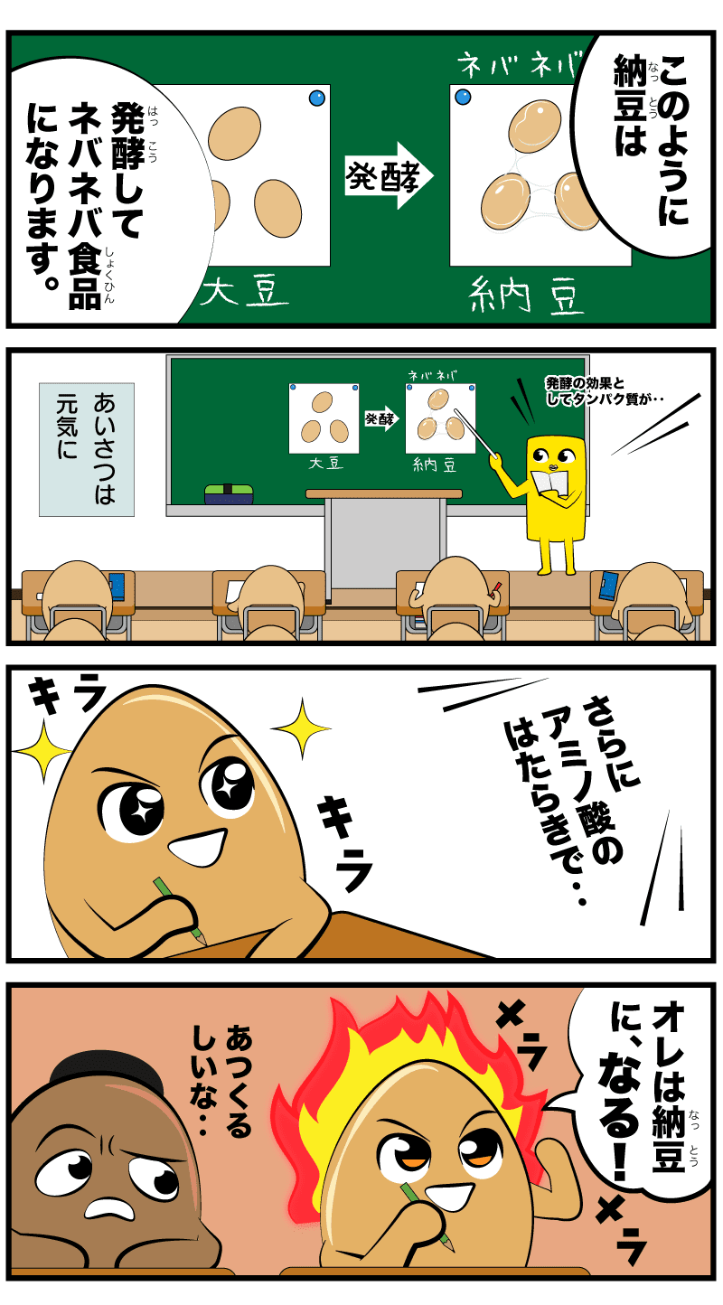 4コマ漫画「納豆の授業」