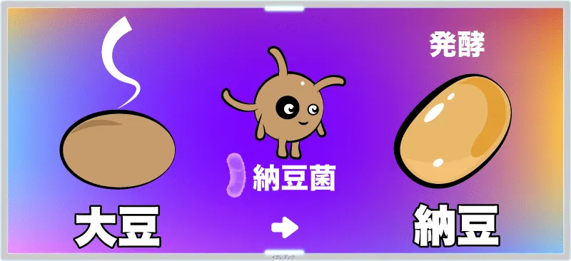煮た豆に納豆菌をつけて納豆になる