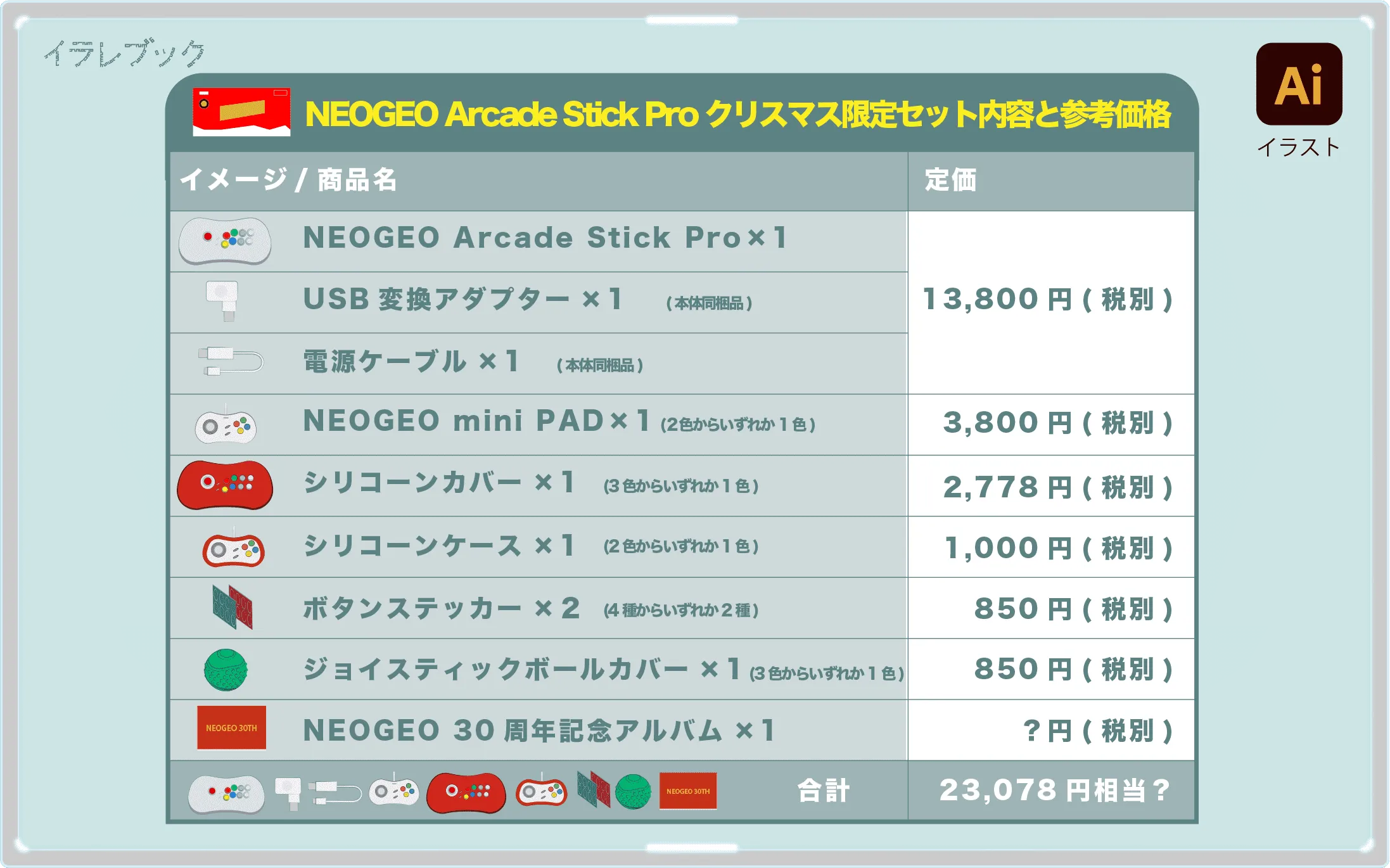 NEOGEO Arcade Stick Pro クリスマス限定セットの内容と価格一覧表