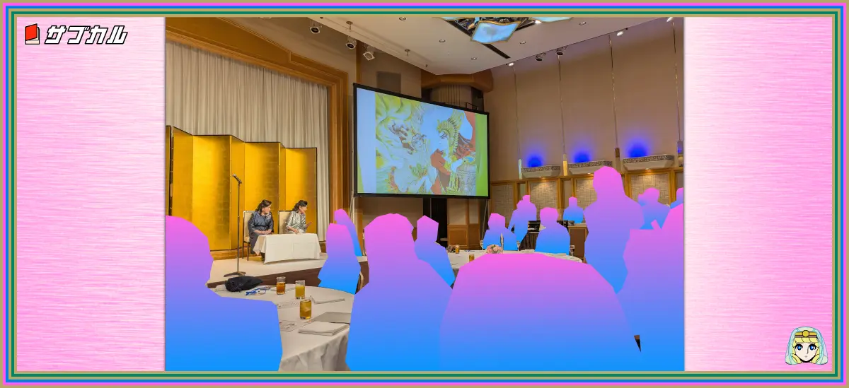 王家の紋章50周年カウントダウン記念パーティーの大型スクリーン