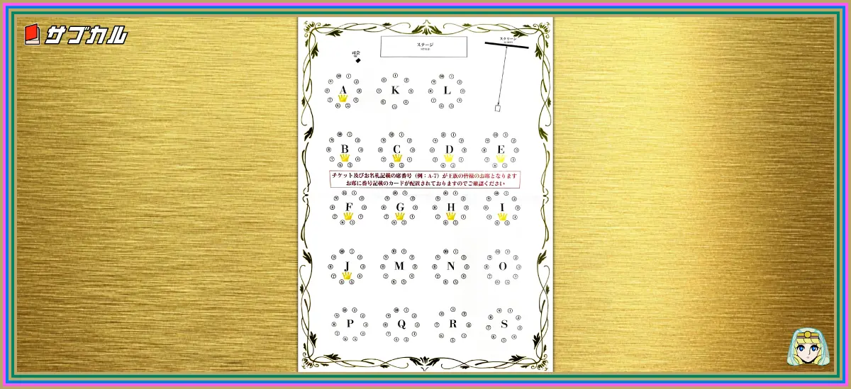 王家の紋章50周年カウントダウン記念パーティー席次