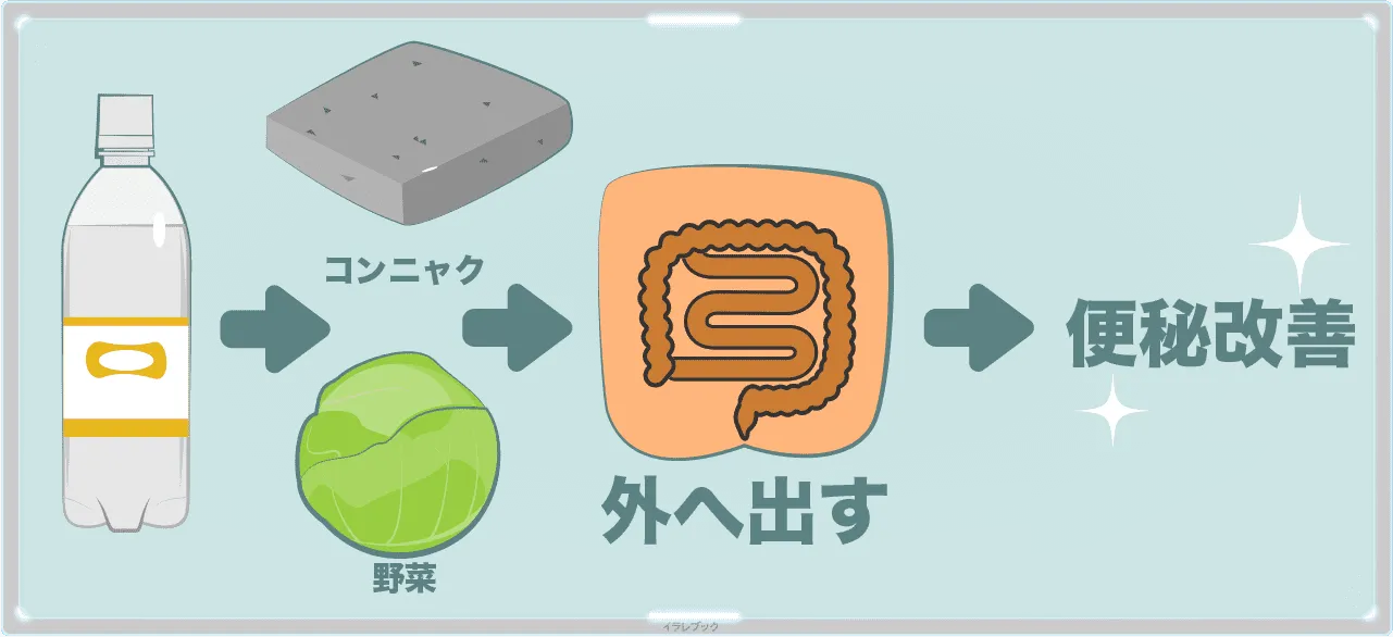 ある程度かさばるものである野菜やこんにゃくを食べて便秘改善
