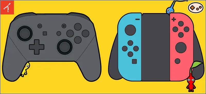 左が「Nintendo Switch Proコントローラー」右が「Joy-Con」のイラスト